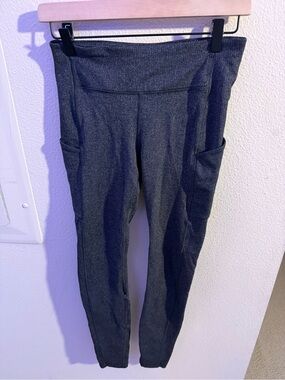 Lululemon Fast & Free 25” Gray Herringbone Leggings Size 6 Side Pockets